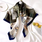 2021 New Neck Scarf Thin Section 90 Large Square Scarf Decorative Shawl Literary Printing Scarf Silk Shawl