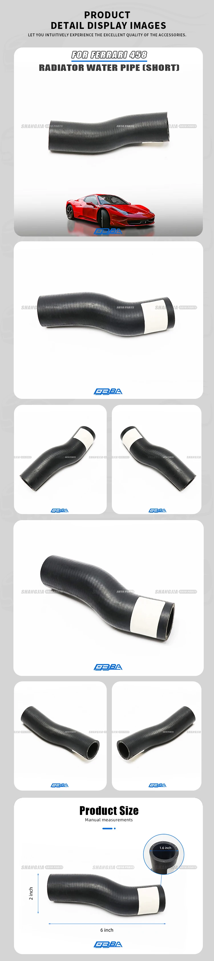 Suitable for Ferrari 458 Italia Speciale Spider Short Coolant Reservoir Coolant Pipe OEM 251273 262473 Rubber Material factory