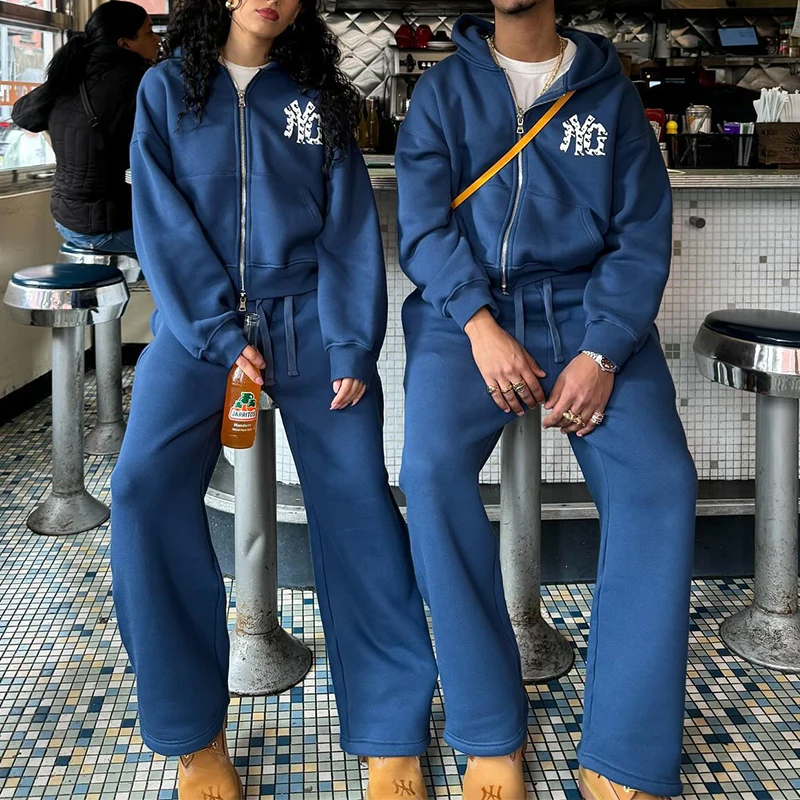 Custom 3D Embroidery Streetwear Tracksuit with Oversized Hoodie and Sweatpants Set in XXS-5XL Custom Size