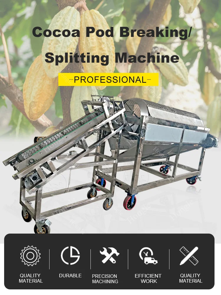 Farm Cocoa Pod Cutter Crusher Machines for Peeling Splitting Breaking Beans Equipment Meat Processing Nuts Fruit Raw Material supplier