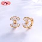 Hoop Hoops Earrings Women Gold Color Flat Hoop Huggie Classic Circle Bowknot Charm Elegant Earrings For Women