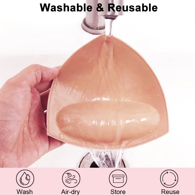 Triangle Soft Reusable Breast Cleavage Sticky Inserts Push Up Silicone Double Sided Adhesive Bra Pads