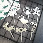 Christmas Tree Crutches Gingerbread Man Angel Socks Wings Elk Acrylic Christmas Cake Topper