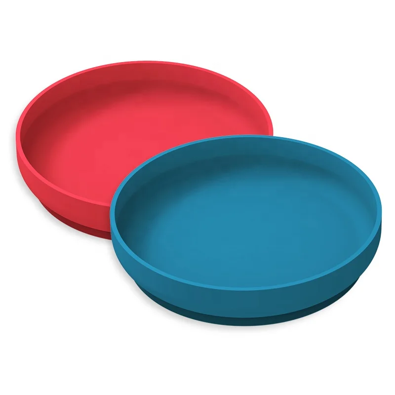 Wellfine BPA Free Custom Silicone Baby Dinner Plates with Suction Cup Kids Food Feeding Children Silicone Baby Plates