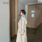 Coat Spring Coat OEM High End Double Breasted Button Khaki Long Spring Ladies Coat With Belt