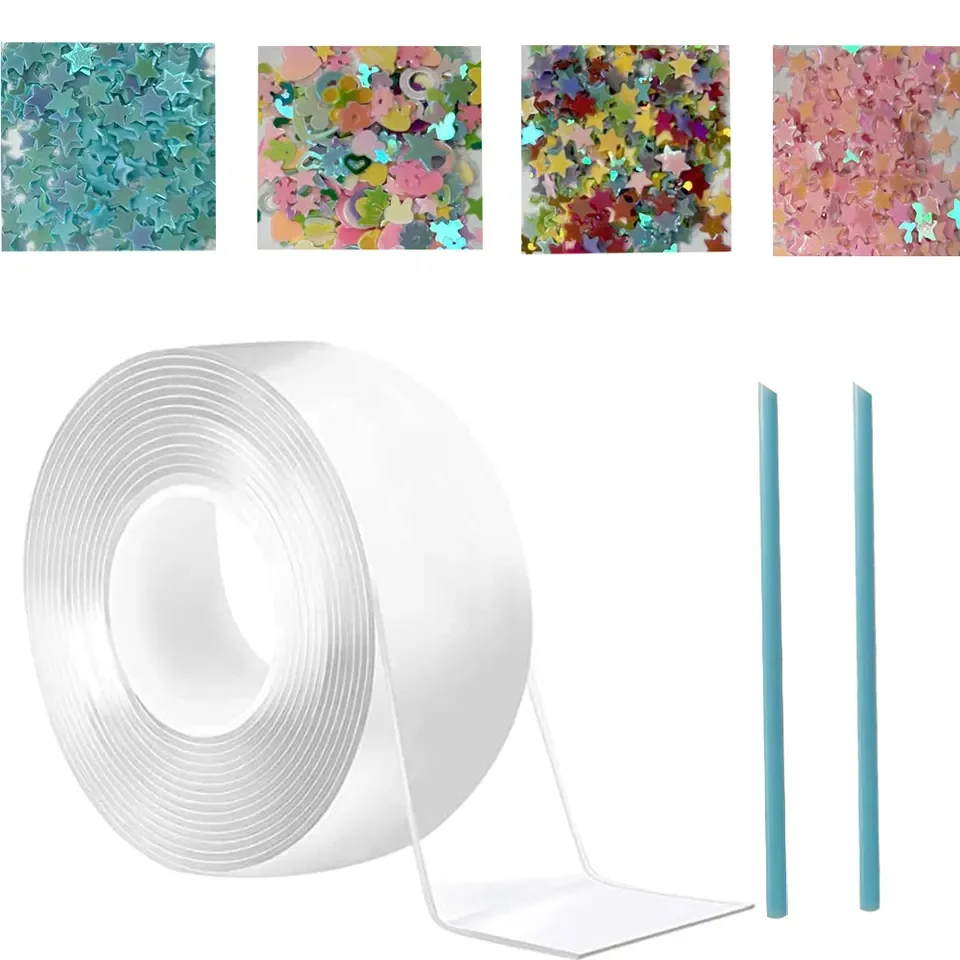 Abendo Supply Good Price Double Sided Transparent Reusable 1mm/2mm Washable Nano Tape for Kids