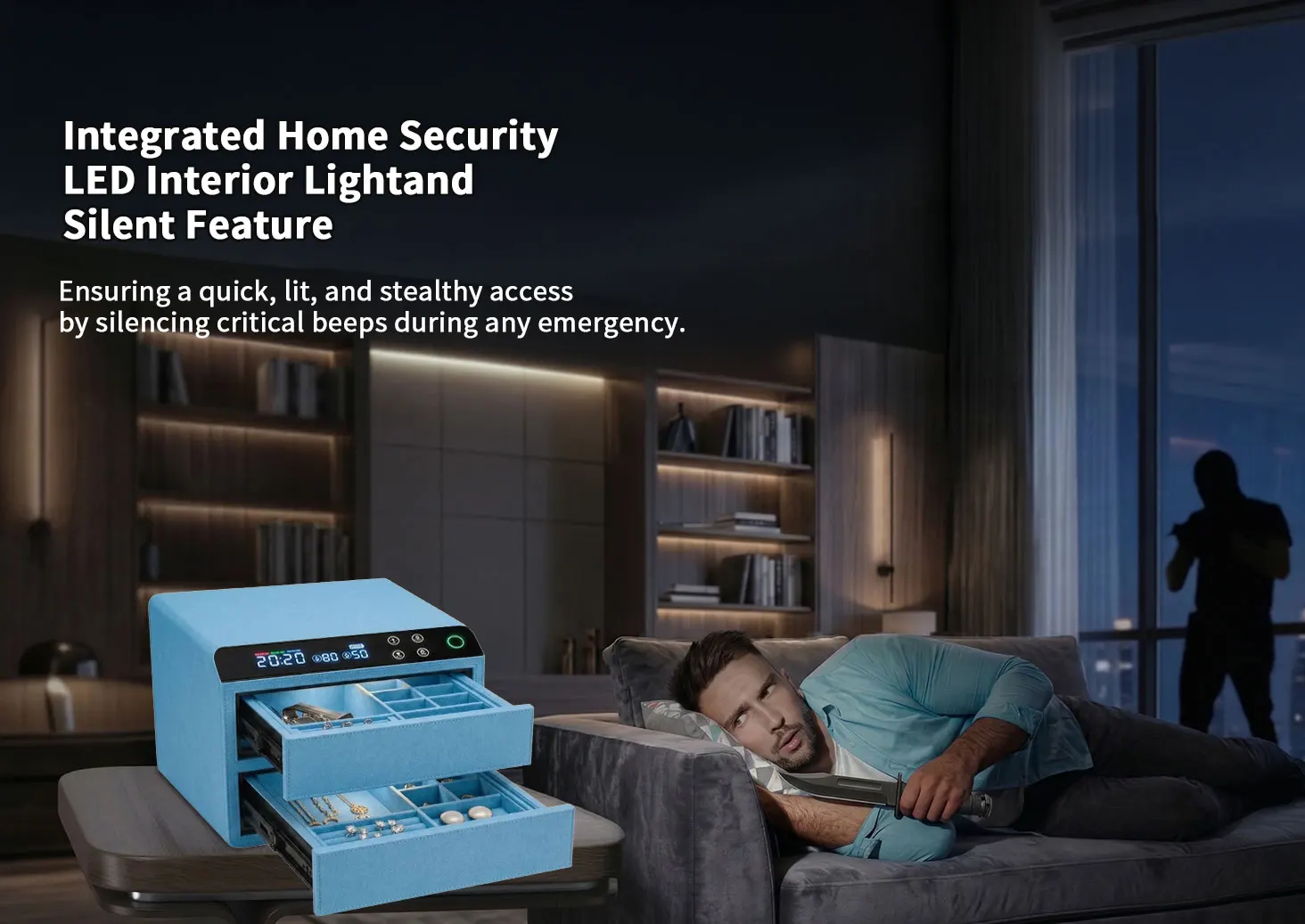 dr 1274 ft ceqsafe smart luxury home anti theft small intelligent fingerprint 4 layers premium leather jewelry drawers safe box-1
