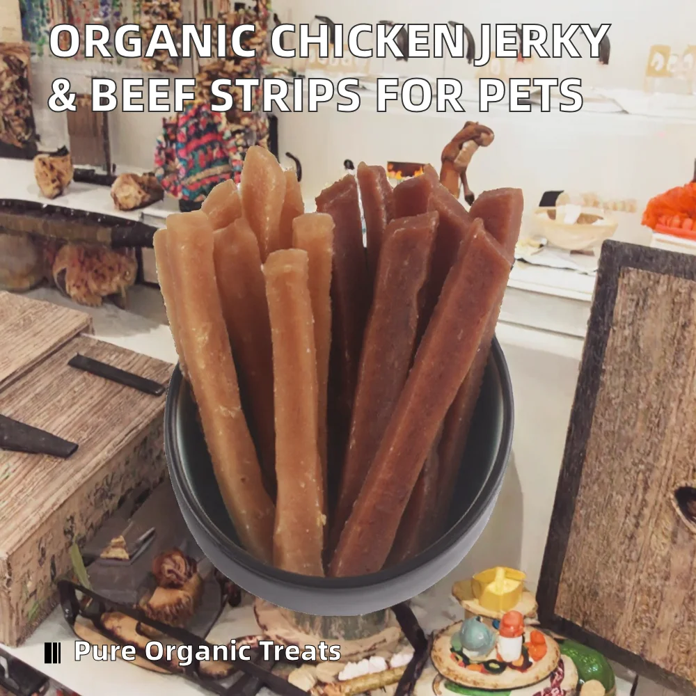 Organic Chicken & Snowflake Beef Jerky Treats High Nutritional Dried High-protein Eco-friendly Pets Food Delicious Safe for Dogs factory