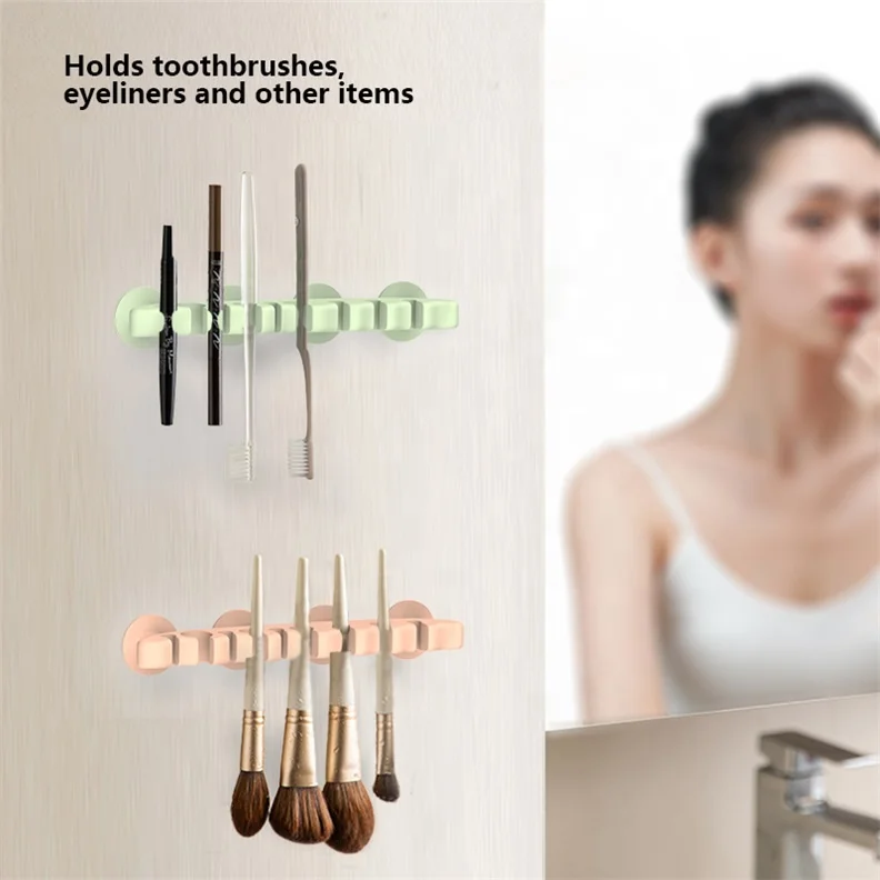 Wellfine Wall Mounted Self Absorption Silicone Cosmetic Brush Drying Rack Silicone Makeup Brush Holder Silicone Cable Organizer