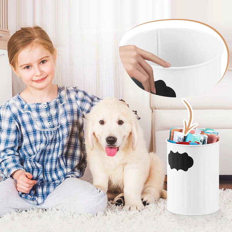 Galvanized Iron Farmer House Style with Sealed Wooden Lid and DIY Sticker Dog Treat Jar Canister Set