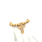 Rosary Cross Woodcross Christian Rosary Hand String Wooden Bead Craft Bracelet Prayer Bronzing Cross