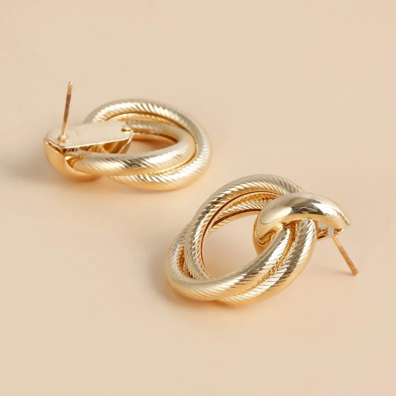 New Trendy Waterproof 18K Gold Plated Stainless Steel Jewelry Gift Vintage Elegant Medieval Earrings