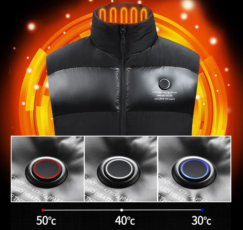 IN STOCK 5 Heating Zones Heated Vest Gilet Winter Outdoor Control Temperature USB Charging Waistcoat Warm Heated Vest
