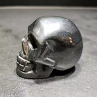 Black Wholesale Natural Hand Carved Black Hematite Skulls Crystal Crafts For Decoration