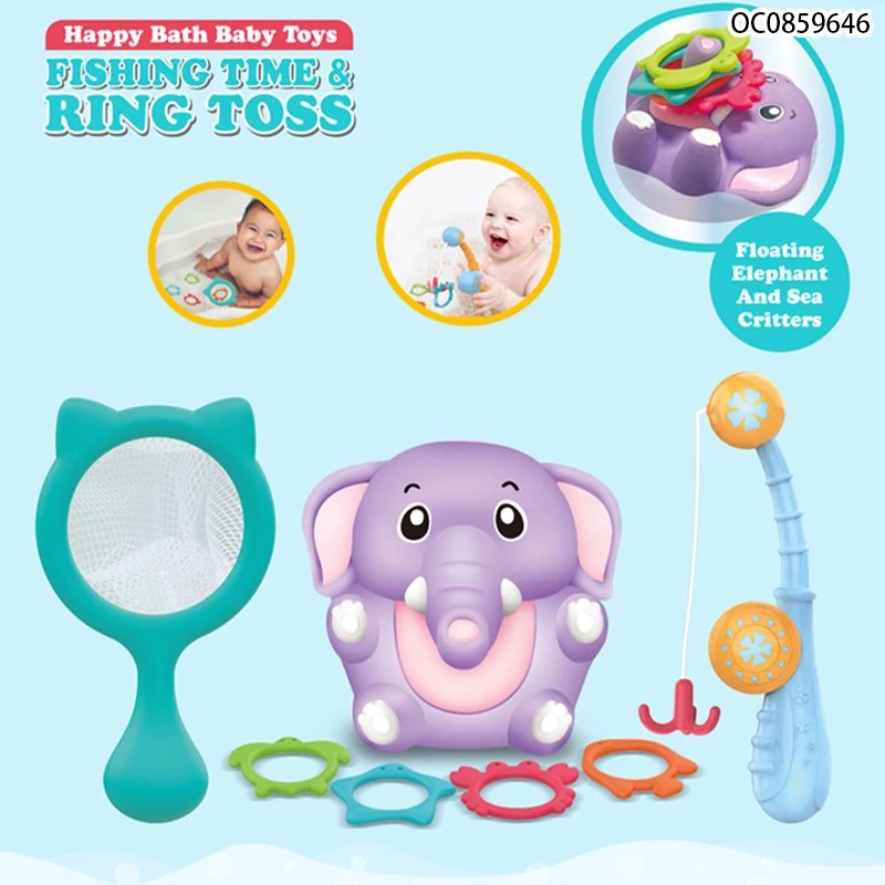 Bath toys baby water game shower water ring toss game toy with fishing game toy
