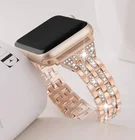 Wholesale 38mm 42mm Luxury Women Crystal Diamond Stainless Steel Iwatch Series Bracelet Apple Watch Band