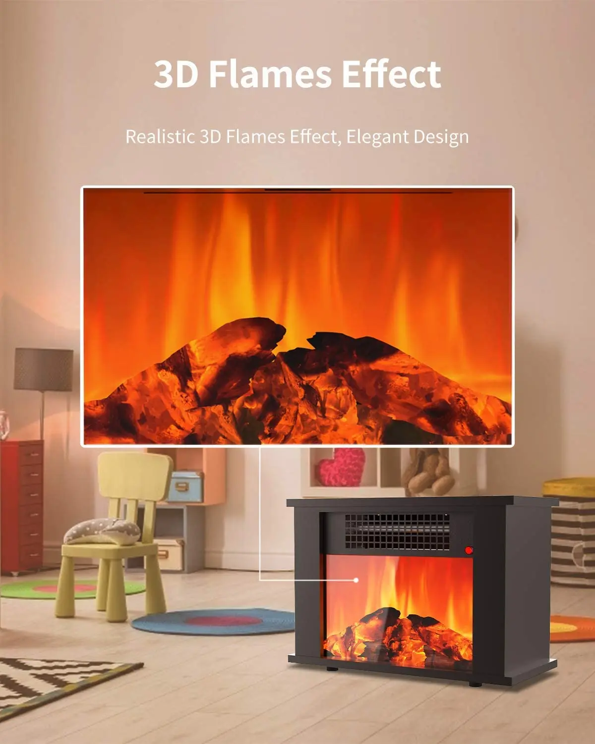 Flame Effect Electric Fireplace, 1000W, 110-240V - detail 14