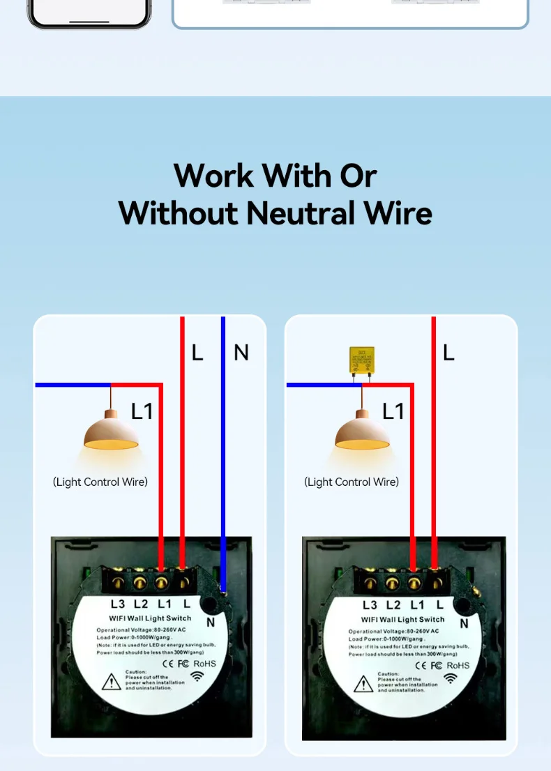 EU 1/2/3 Gang Tuya WiFi Smart RF433 Remote Control Touch Panel Wall Switch Support Voice Control