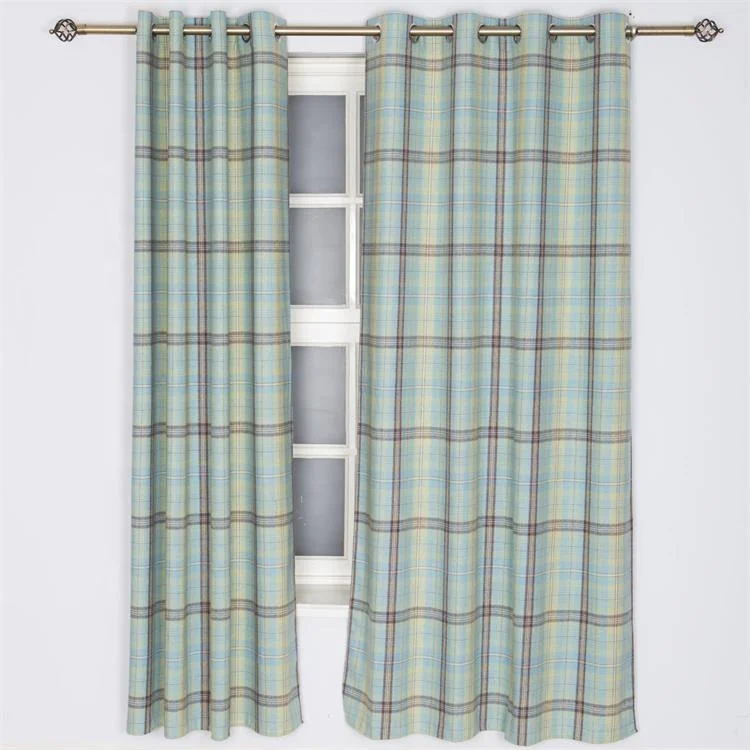 Factory direct sale curtain plaid fabric Nordic style jacquard curtains custom