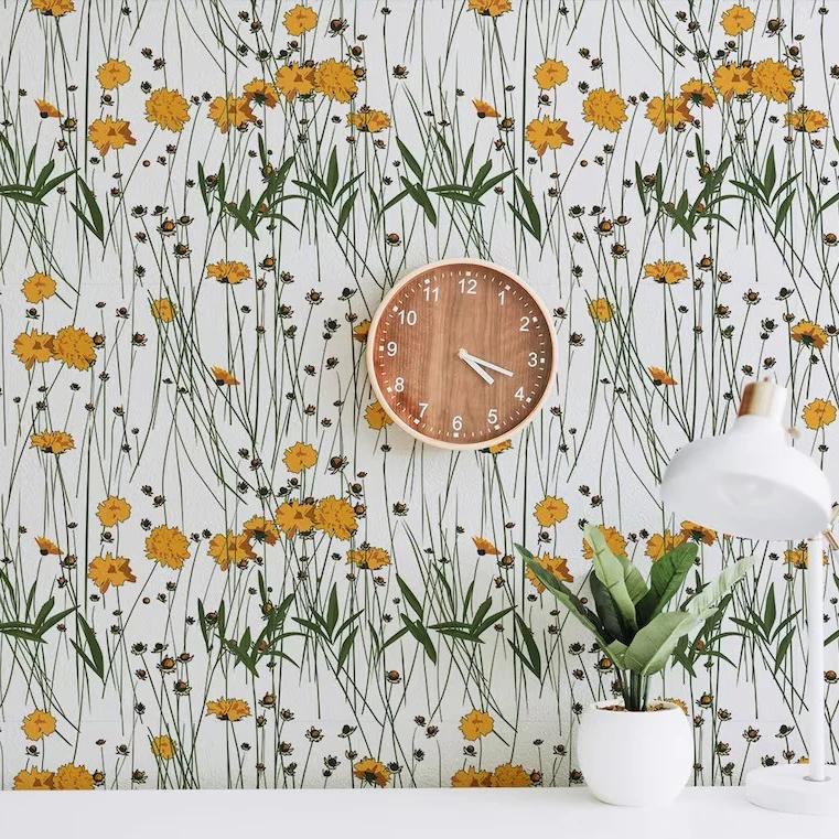 Custom Printing Floral Fabric Wallpaper Kids Living Room Wall Murals,Botanic Plant Odorless Removable Wallpaper for Home Decor
