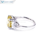 Diamond Ring Cushion Cut Ring Tianyu Gems Big Size Yellow Moissanite Cushion Cut White Gold Diamond Ring For Women