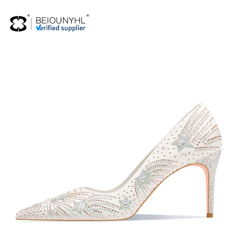 nouveau la mode women's white wedding shoes escarpin tendance de marie mariage pompes hauts pour chaussures femmes talons