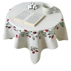 Custom Embroidered Strawberry Cotton Linen Rectangular Embroidery Table Cover Tablecloths