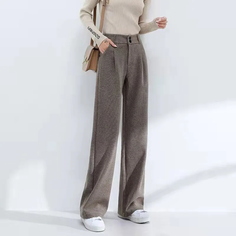 women's wool high rise pants