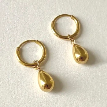 custom earrings stainless steel water drop earrings 18k pvd gold plated stainless steel hoop earrings for women