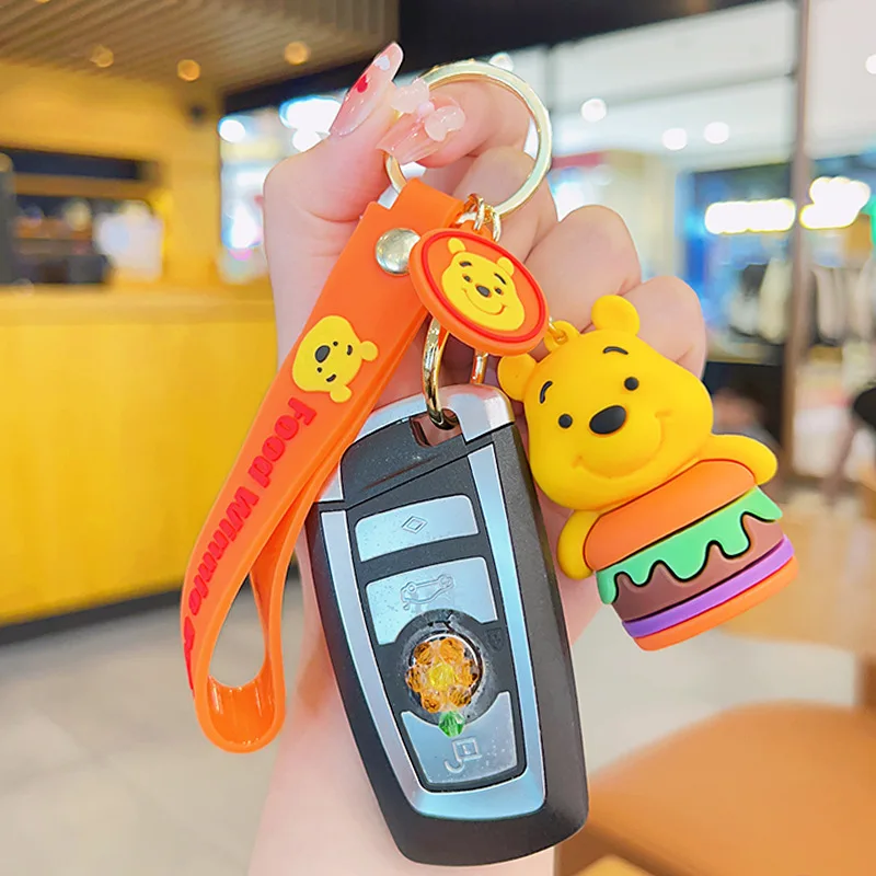 The New Hot Selling 6 colors Cartoon Cute Creative Foodie Pooh Bag accessories Rubber keychain