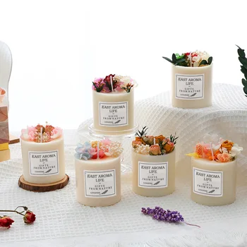 Handmade Luxury Dried Flower Candle Gift Boxes Birthday Christmas Valentines Day Essential Oil Gifts Delicate Scented Candles