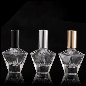 Special rhombus shape empty attar bottle portable 10 ml clear glass spray perfume with fine mist sprayer