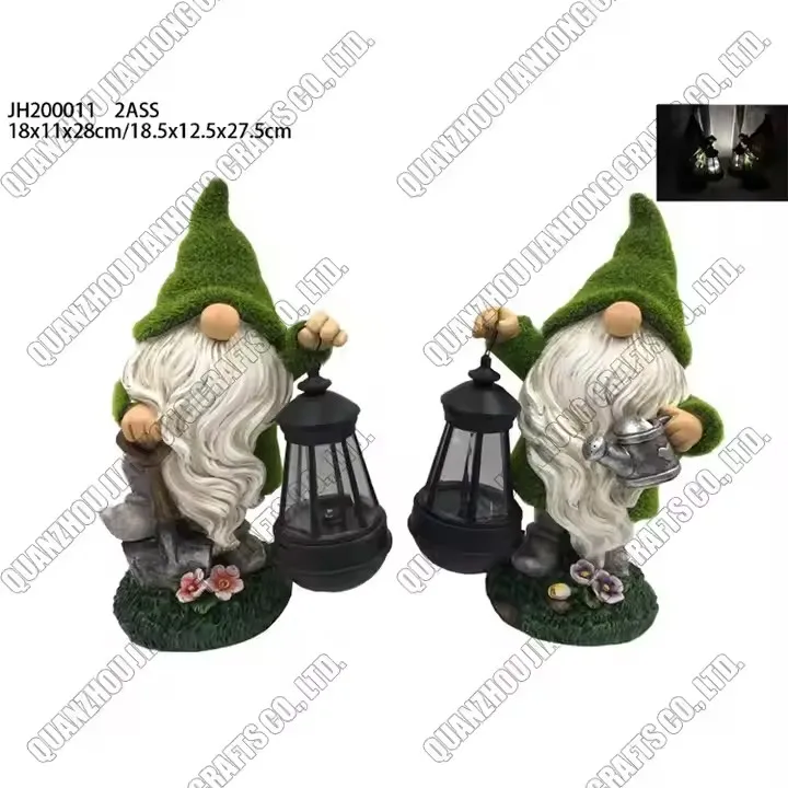 Ornaments Ground Figurine Christmas Resin Garden Dwarf Sculpture Statue Gnomes Solar Light