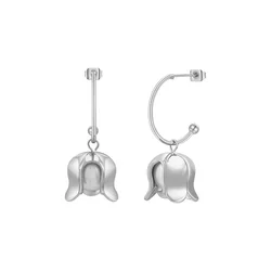 Latest 18K Gold Plated Brass Jewelry C Hoop Shaped Flower Petal Pearl Drop Earrings For Women Accessories Earrings E231508