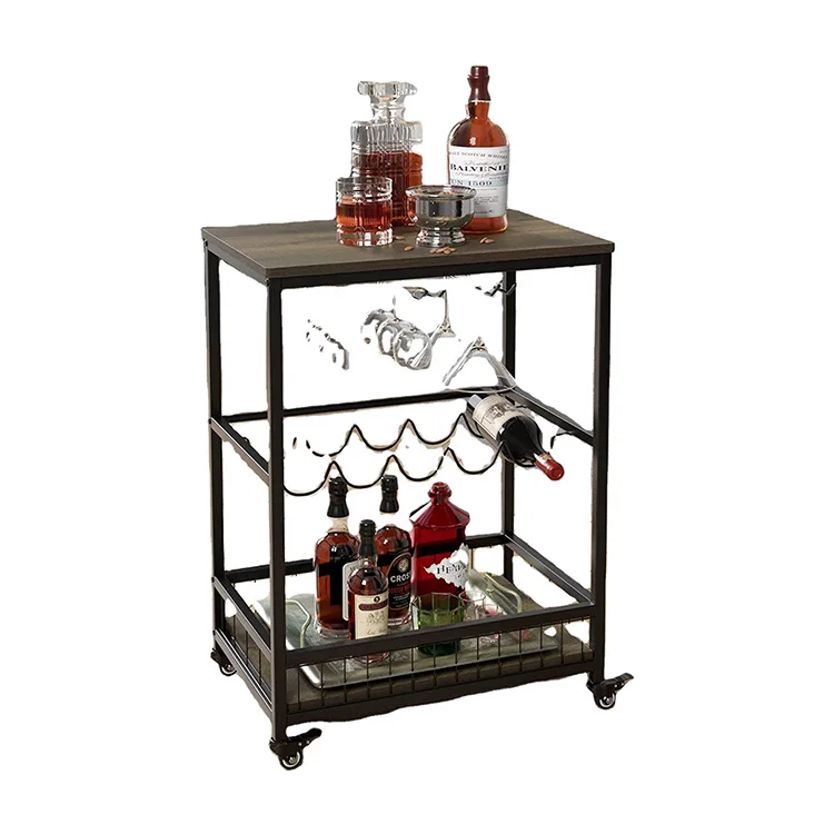 Durable Wooden Kitchen Display Storage Shelf Rack Space-Saving Iron Wire Wine and Food Organizer