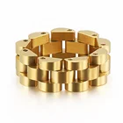 Gold Ring 18k Gold Ring Stainless Steel Hiphop Jewelry Band Ring Fashion Bike Chain Ring Men