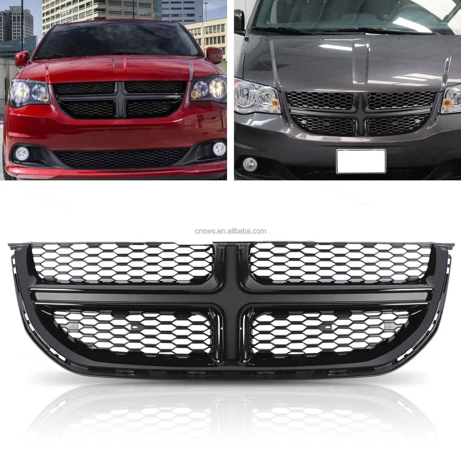 product for 2011 2020 dodge grand caravan black front grille upper bumper grill black or chromed-35