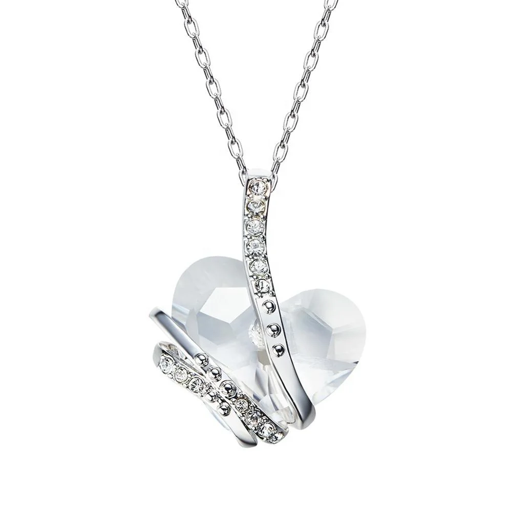 Personalized 2021 Neck Jewelry Transparent Dainty Clear Heart Necklace