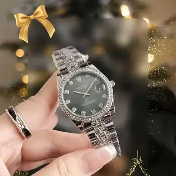 Factory customize waterproof women watch custom brand luxury fashion design women moissanite complete calendar watch