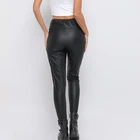 Pants Black Leather Pants European And American Women's High-waisted Leopard-print Coated Feet Pants
