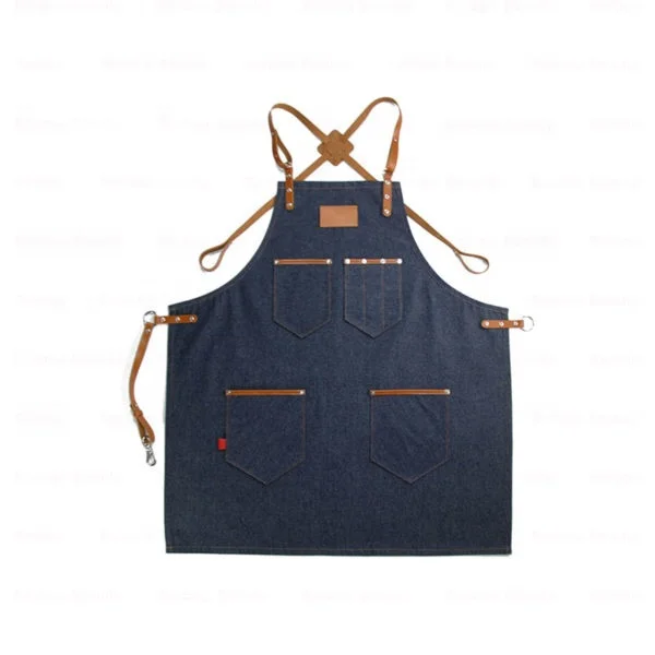 Mulit Packet Barber Apron With Leather Pocket and Shoulder strap  Work Tool or Antifouling Barber Apron