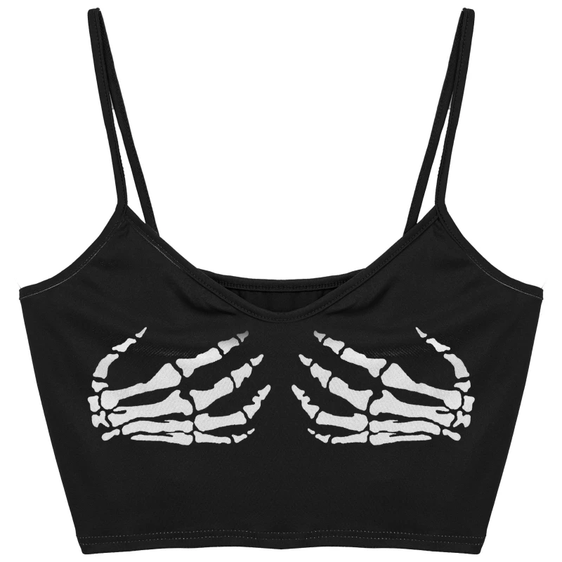 Sexy Dance Women Tank Tops Sleeveless T Shirts Cropped Summer Top  Breathable Tee Printed Pullover Skull Black XL 