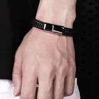 Bracelet High Quality Women Men Stainless Steel Custom Engraved Genuine Luxury Leather Bracelet Bangle