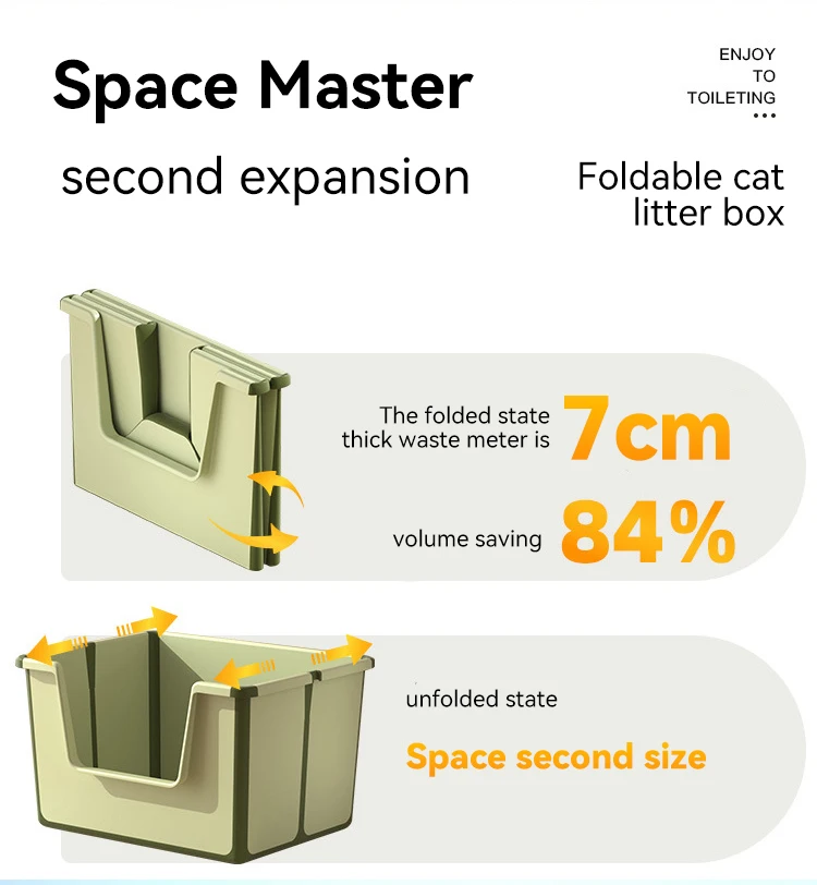 New High Quality Semi-enclosed Foldable Cat Litter Box Large Capacity to Prevent Cat Litter From Being Taken Out Pet Supplies details