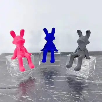2022 Modern popular art flocked demon rabbit statue model gift for home room decoration