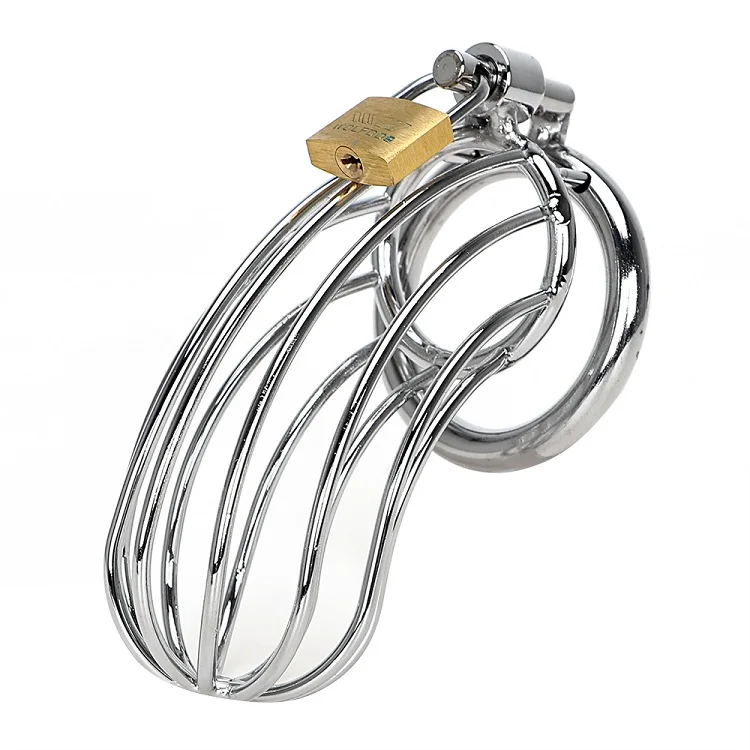 Stainless Steel Sex Toy Device Penis Ring Cuckold Long Metal Male Chastity Cock Cage