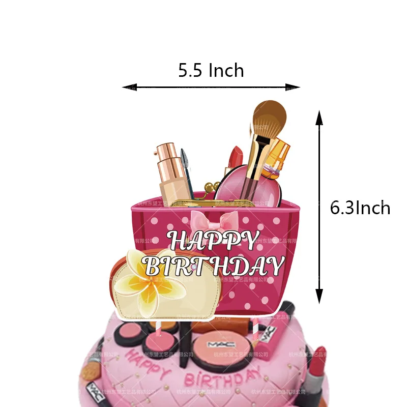 Cosmetics Theme Party Decoration Lipstick Banner Cake Inserts Balloon Birthday Set Decorations For Girls