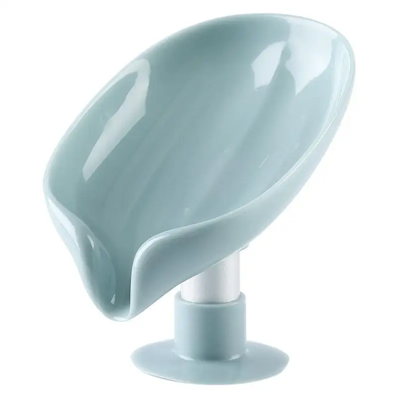 Modern Style Multipurpose Plastic Soap Box Leaf-Shape Dish Holder with Drain for Hotel Bathroom or Kitchen Use