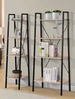 Decorative Industrial Design 4 Tier Metal Wooden Bookcase Iron Frame With Ladder Book Shelf