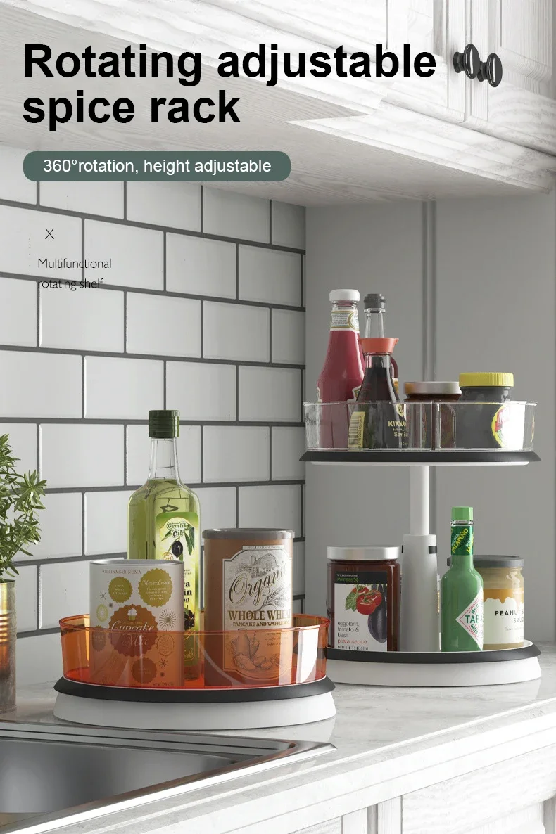 Revolve 2-Tier Rotating Spice Rack Organizer round Shape Standing Type for Kitchen Countertop